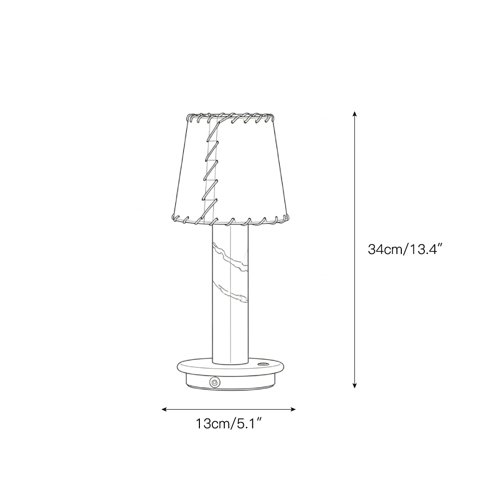 Jorgen Table Lamp (Built-in Battery) - Cordless Marble Stem & Fabric Shade Accent Light