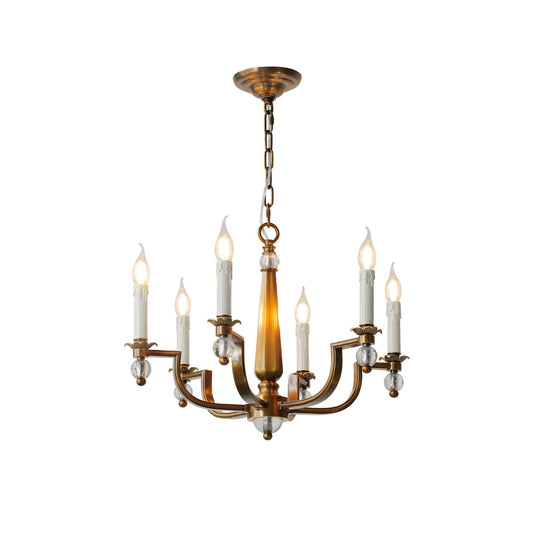 Josuel Chandelier - Traditional Antique Brass Swooping Arm Candelabra Chandelier