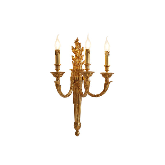 Julienne Wall Lamp - Classic Brass Torch Motif 3-Light Candelabra Sconce