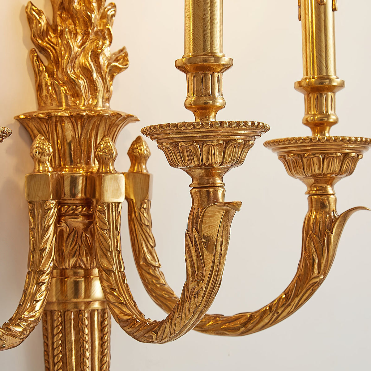 Julienne Wall Lamp - Classic Brass Torch Motif 3-Light Candelabra Sconce