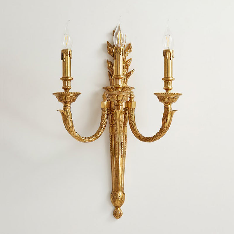 Julienne Wall Lamp - Classic Brass Torch Motif 3-Light Candelabra Sconce