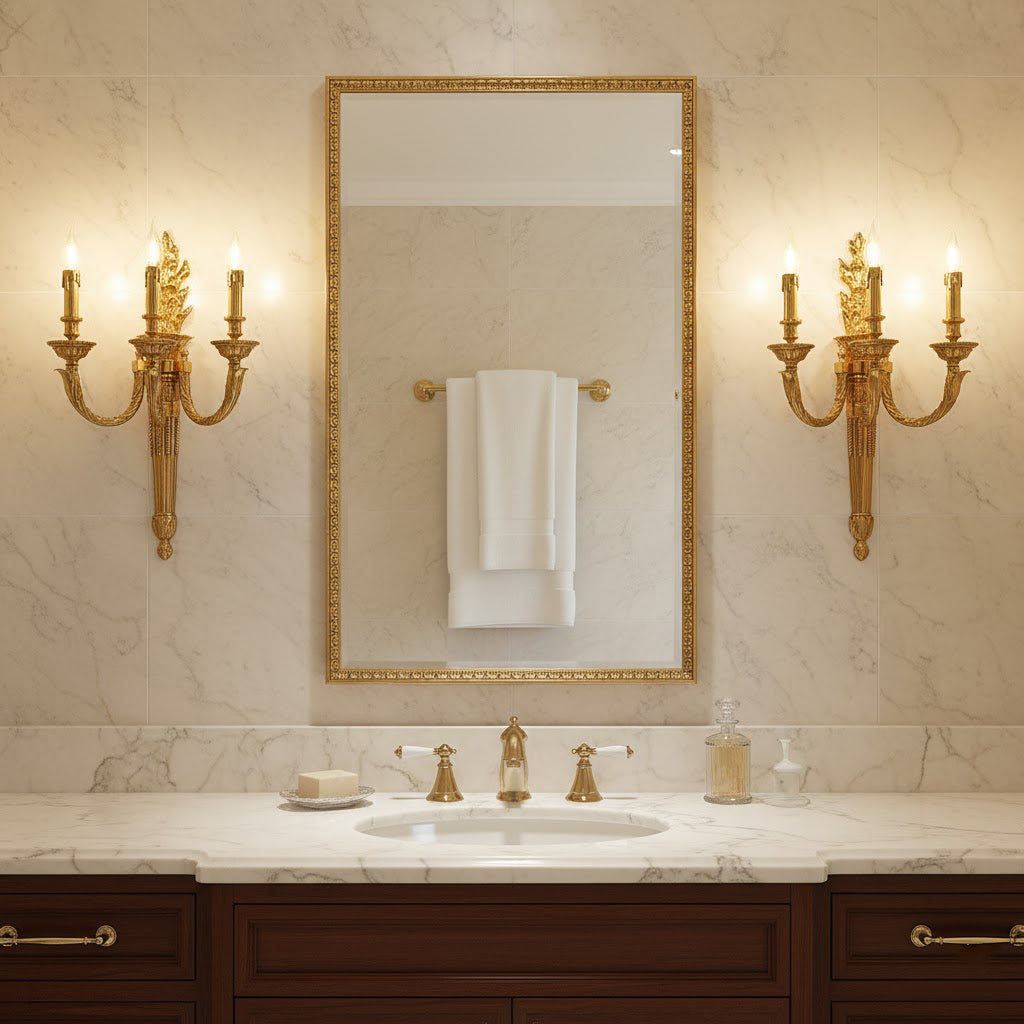 Julienne Wall Lamp - Classic Brass Torch Motif 3-Light Candelabra Sconce