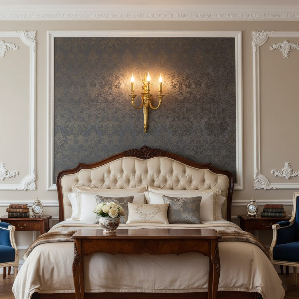 Julienne Wall Lamp - Classic Brass Torch Motif 3-Light Candelabra Sconce