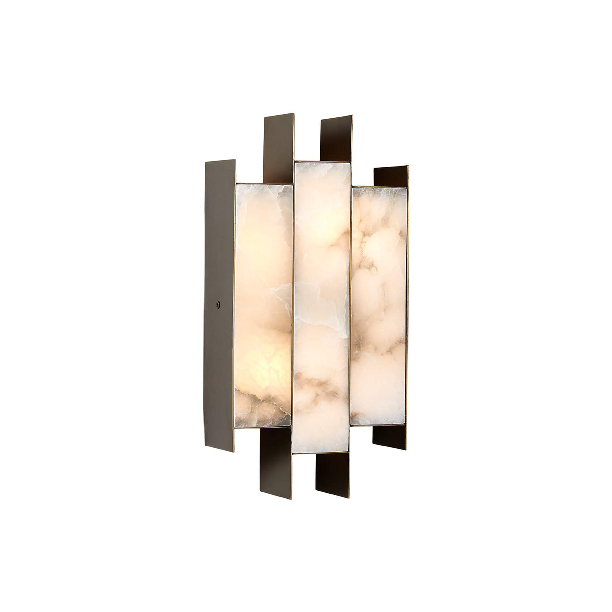 Kamila Alabaster Wall Lamp - Triptych Natural Alabaster & Brass LED Sconce