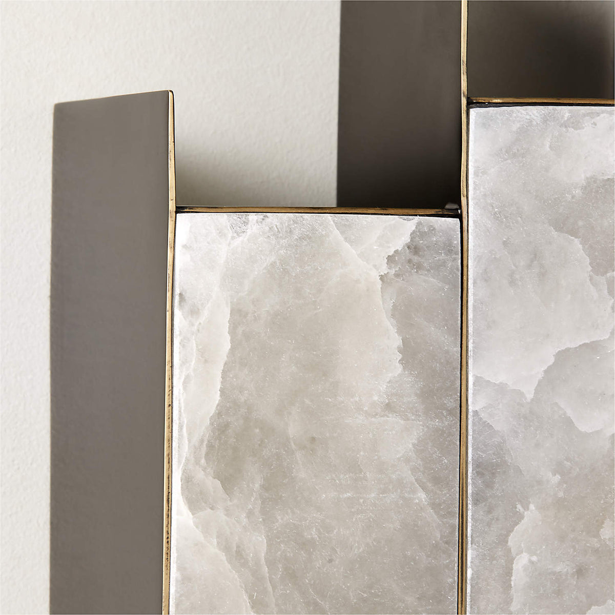 Kamila Alabaster Wall Lamp - Triptych Natural Alabaster & Brass LED Sconce