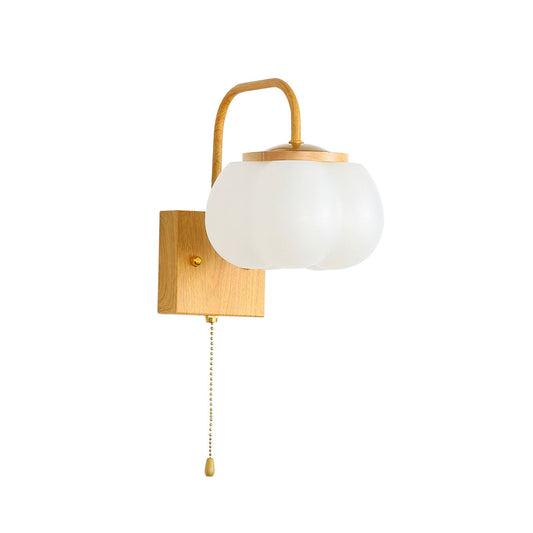 Kapok Flower Wall Lamp - Botanical Floral PE Acrylic & Wood-Grain Sconce