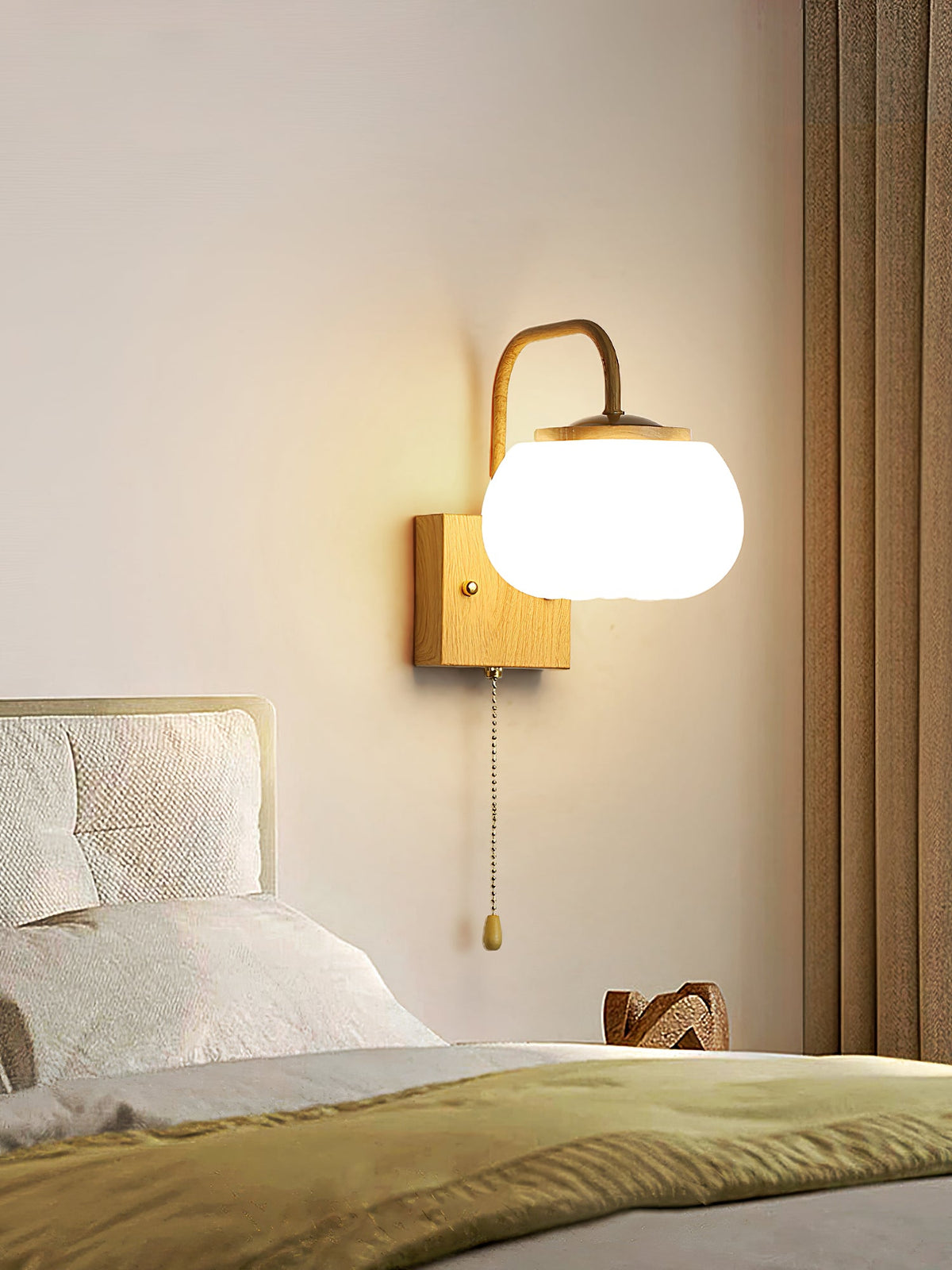 Kapok Flower Wall Lamp - Botanical Floral PE Acrylic & Wood-Grain Sconce
