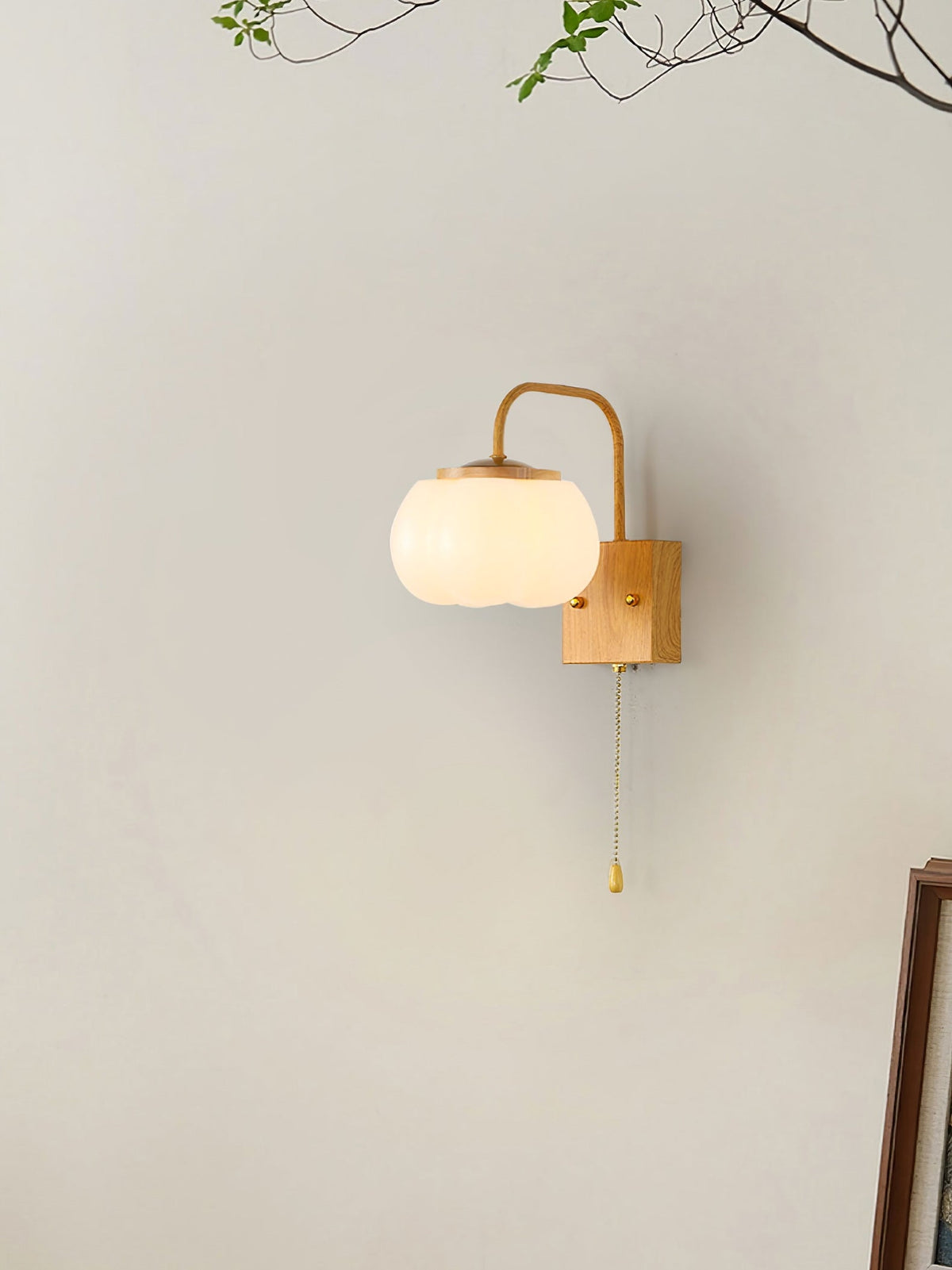 Kapok Flower Wall Lamp - Botanical Floral PE Acrylic & Wood-Grain Sconce