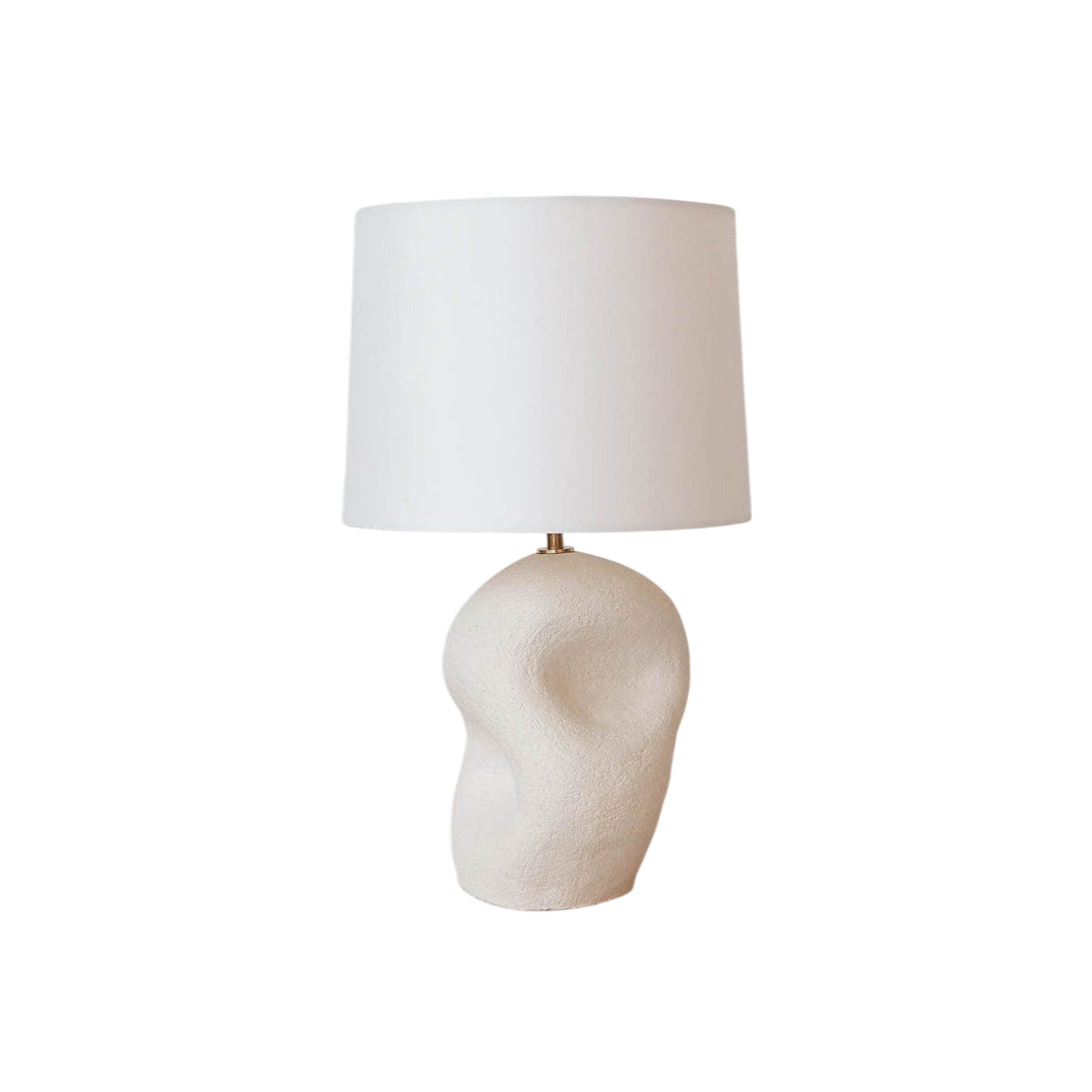 Kassandra Thatcher Table Lamp - Sculptural White Resin & Fabric Drum Lamp