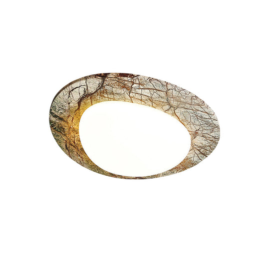 Kauai Ceiling Lamp - Natural Carved Marble & Sleek PE Flush Mount LED Light