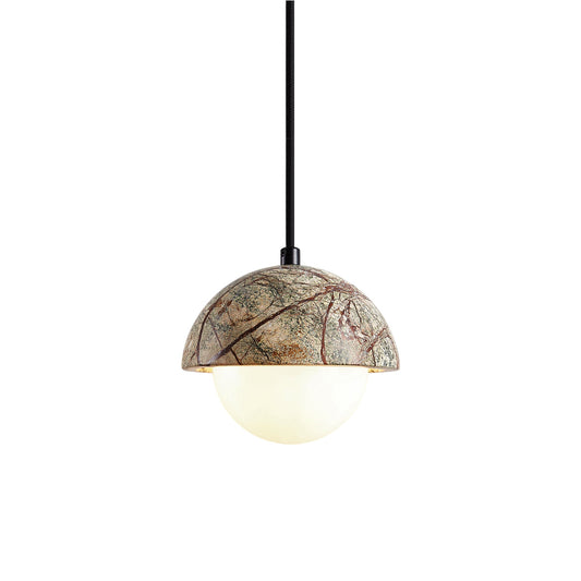 Kauri Pendant Lamp - Minimalist Marble & Glass Globe Pendant | Modern Organic