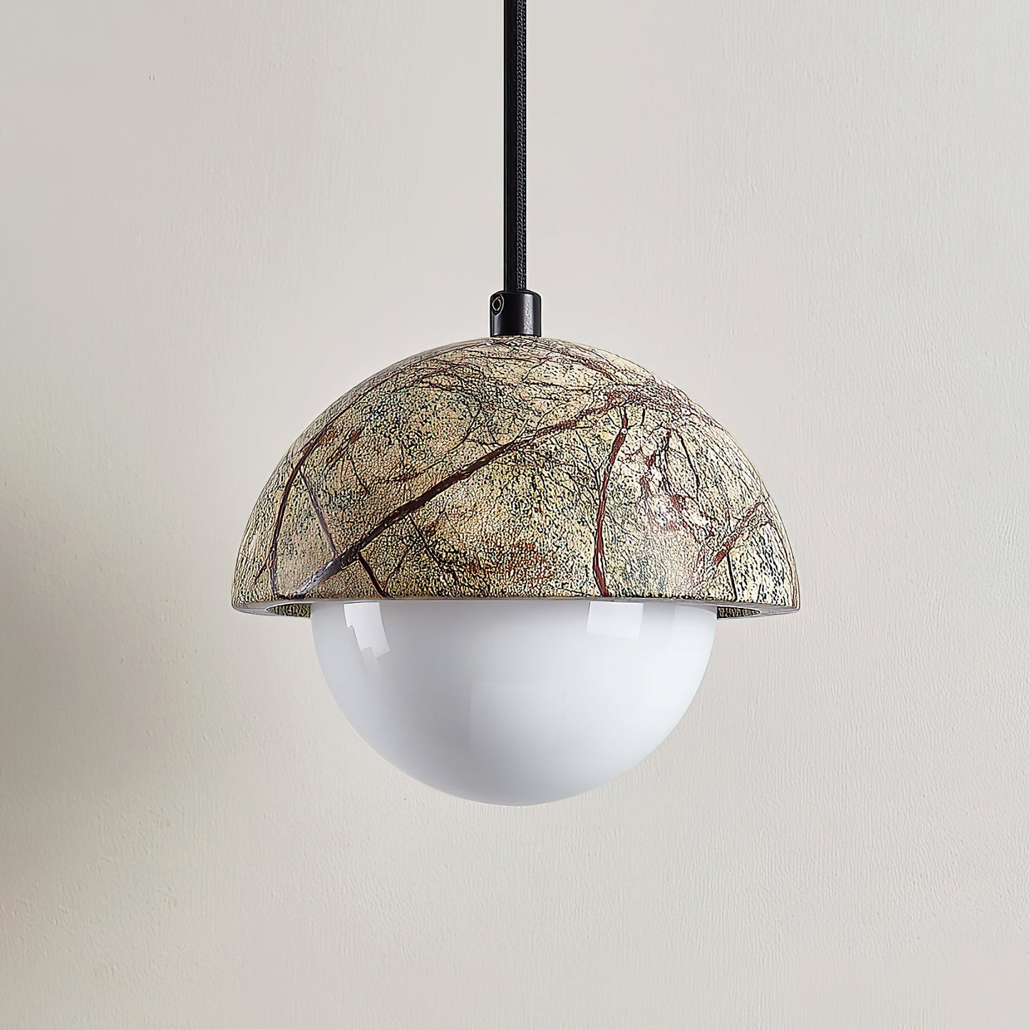 Kauri Pendant Lamp - Minimalist Marble & Glass Globe Pendant | Modern Organic