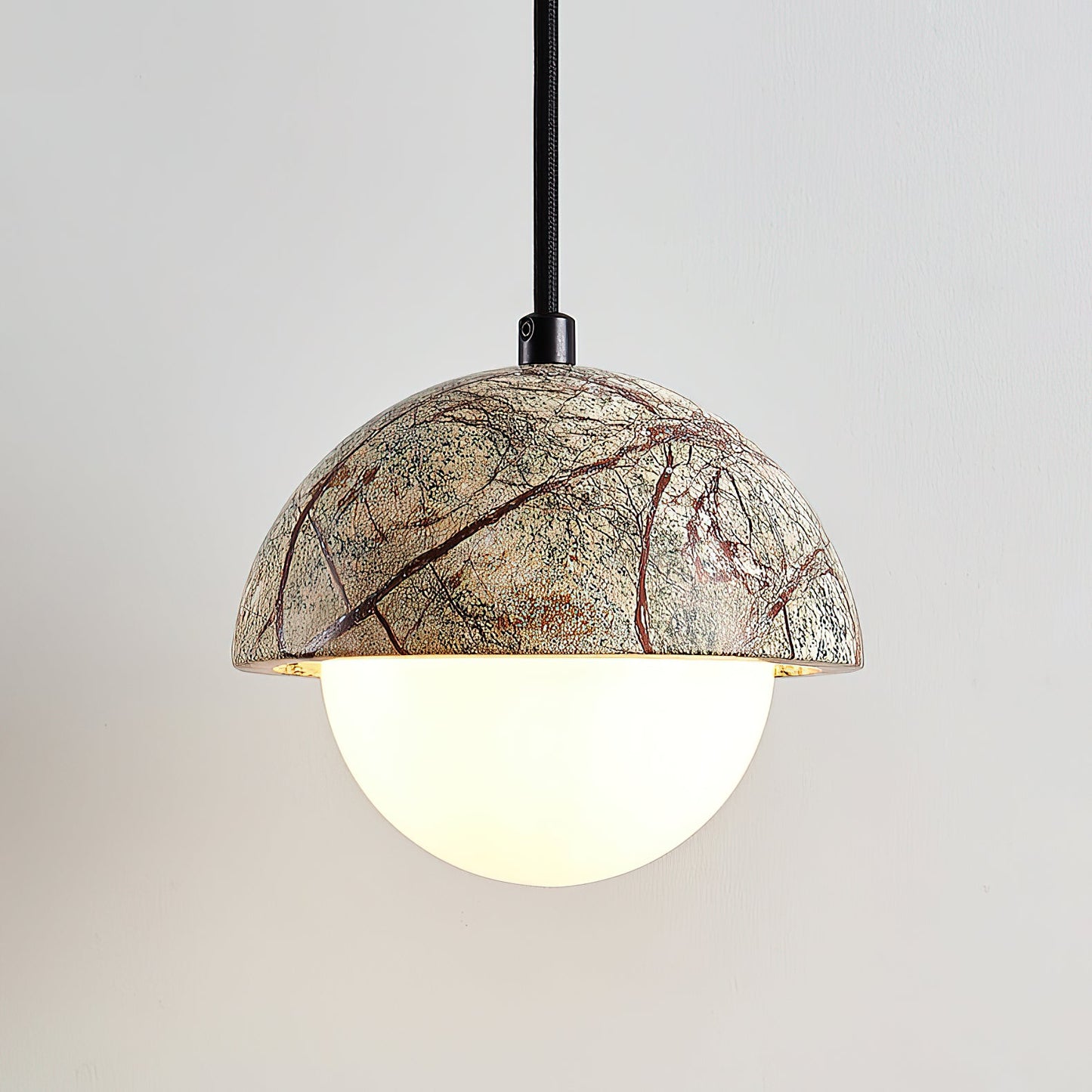 Kauri Pendant Lamp - Minimalist Marble & Glass Globe Pendant | Modern Organic