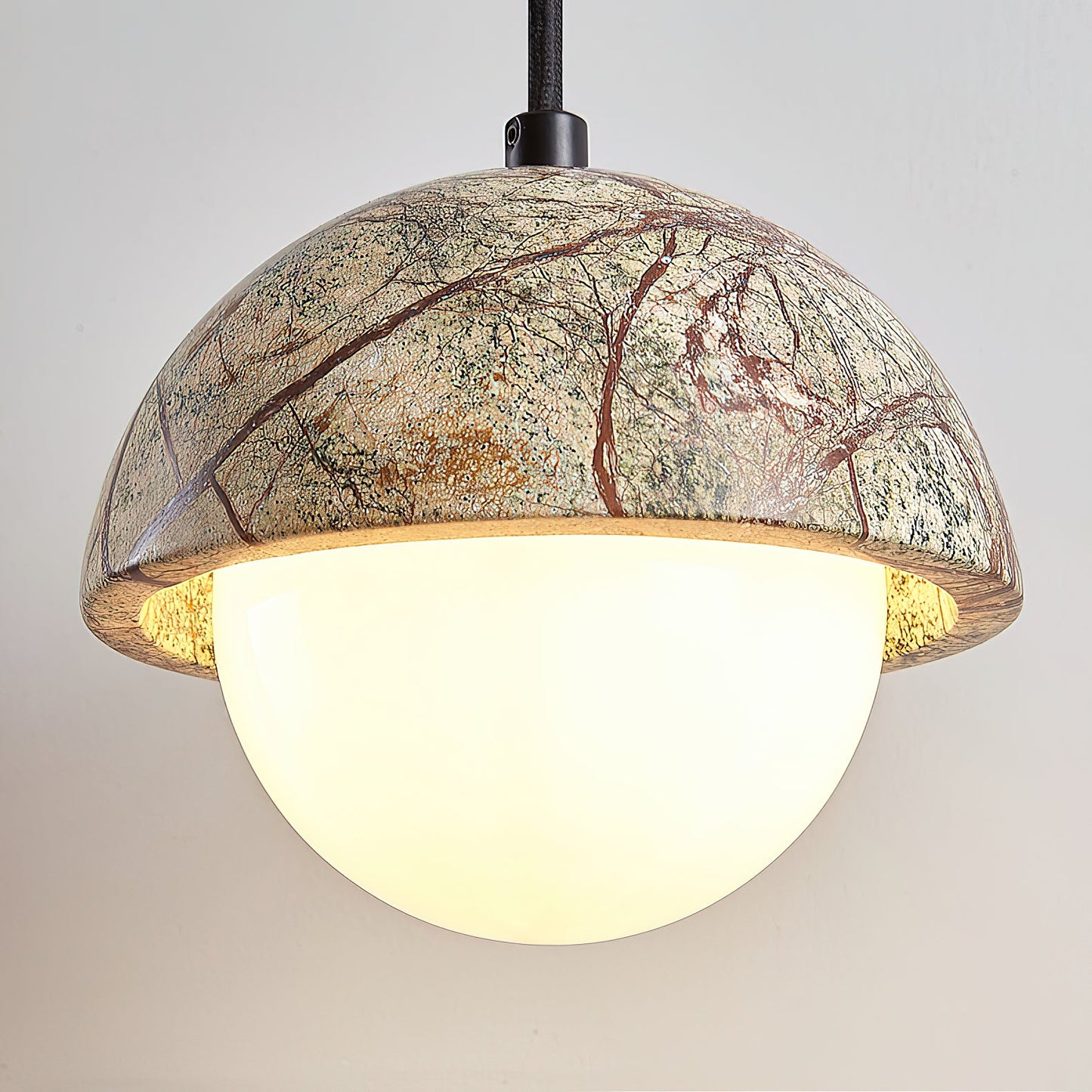 Kauri Pendant Lamp - Minimalist Marble & Glass Globe Pendant | Modern Organic