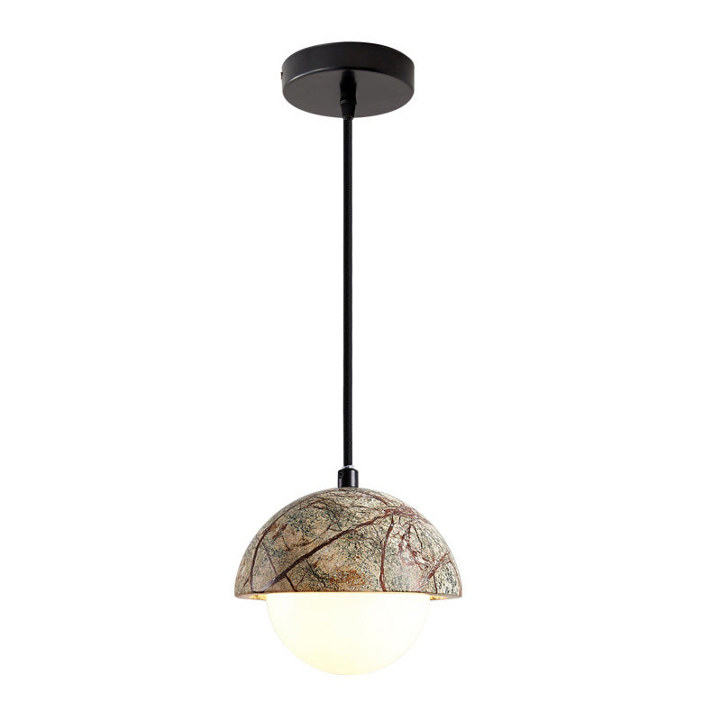 Kauri Pendant Lamp - Minimalist Marble & Glass Globe Pendant | Modern Organic