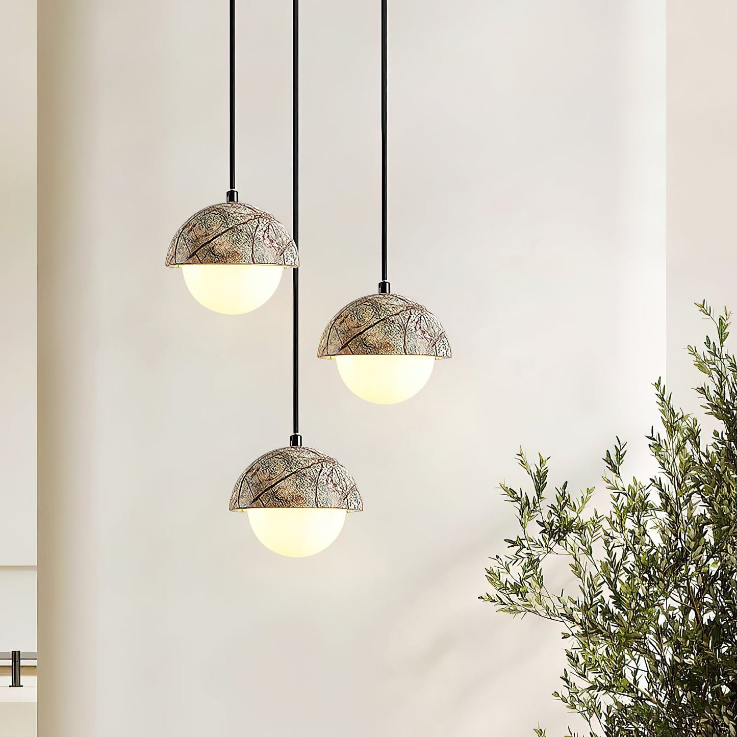 Kauri Pendant Lamp - Minimalist Marble & Glass Globe Pendant | Modern Organic