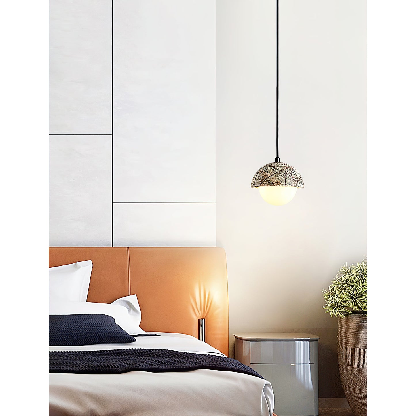 Kauri Pendant Lamp - Minimalist Marble & Glass Globe Pendant | Modern Organic