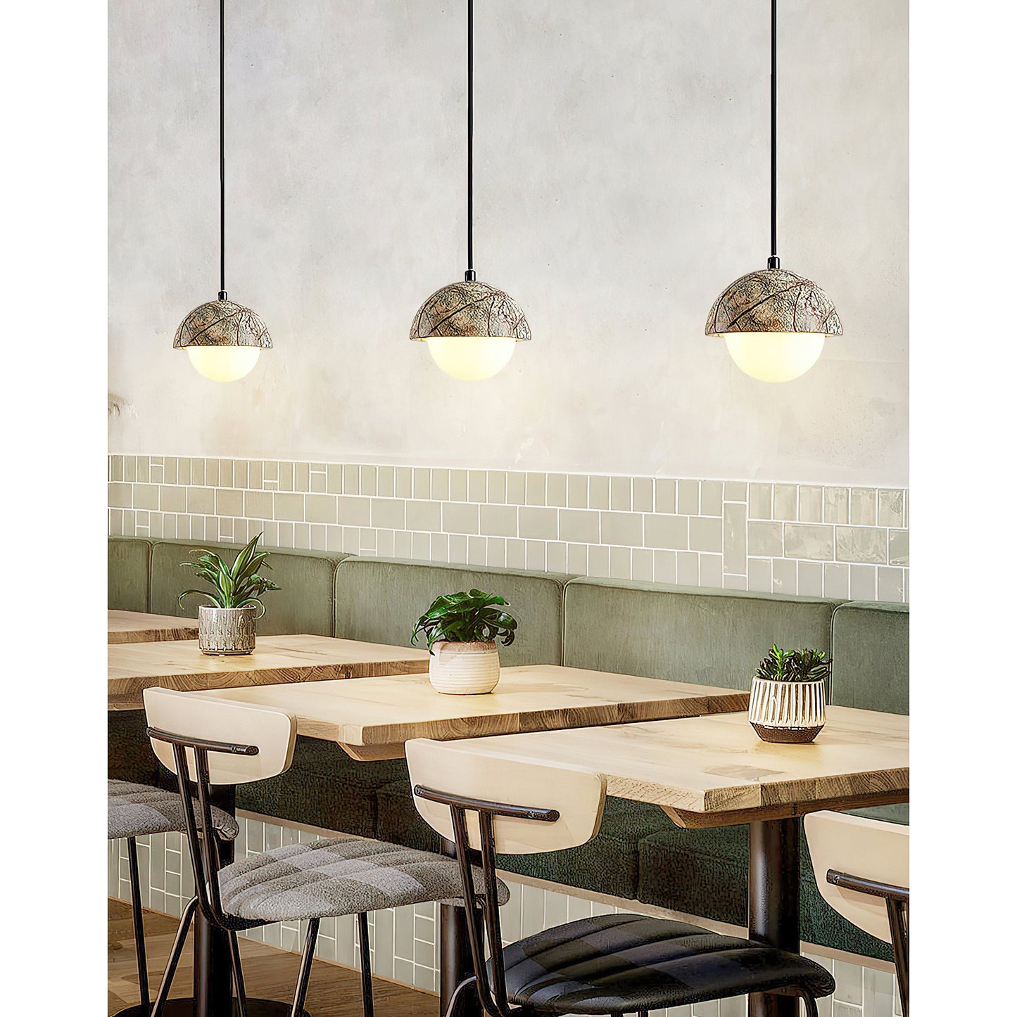 Kauri Pendant Lamp - Minimalist Marble & Glass Globe Pendant | Modern Organic