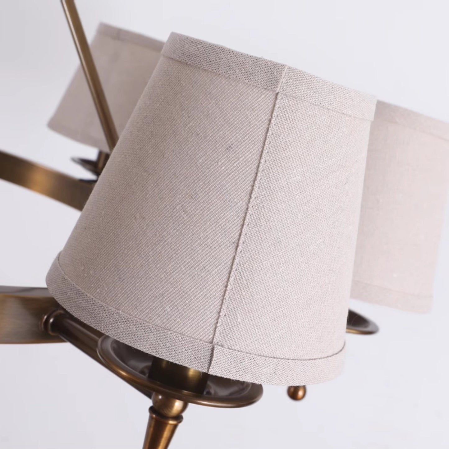 Keenan Chandelier - Modern Symmetrical Brass Pendant | Classic Linen Shade Chandelier