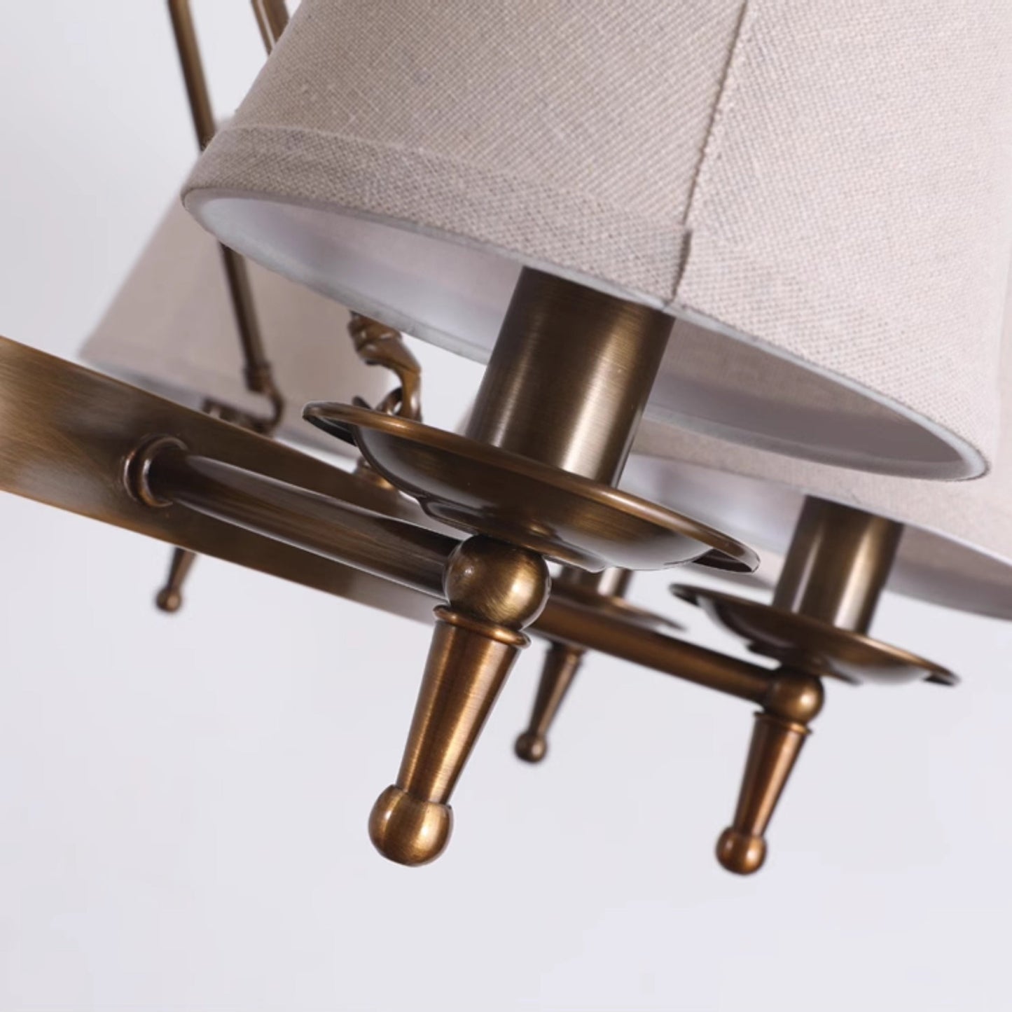 Keenan Chandelier - Modern Symmetrical Brass Pendant | Classic Linen Shade Chandelier