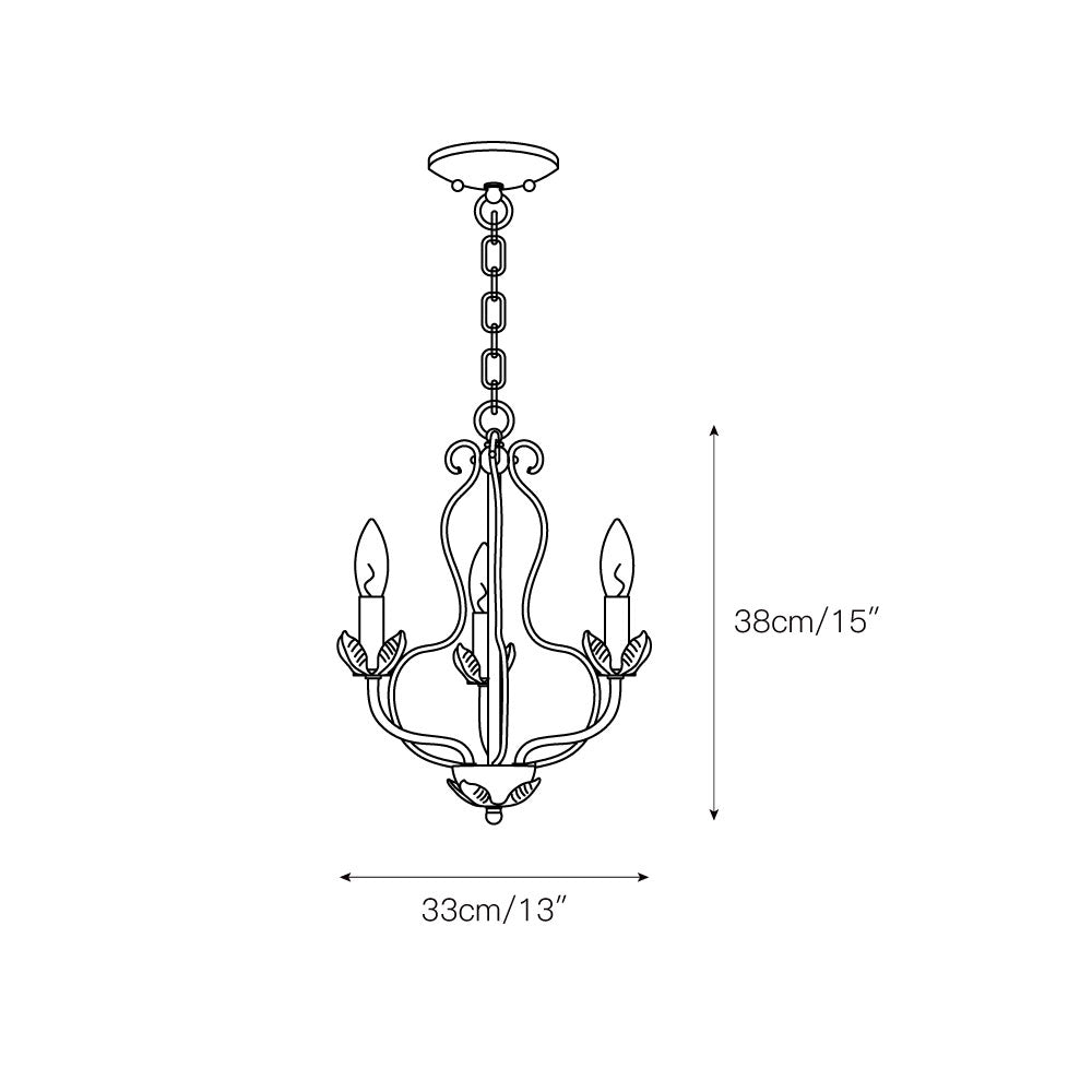 Kempton Chandelier - Modern Floral Iron Pendant | Black & Antique Brass Multi-Head Lighting
