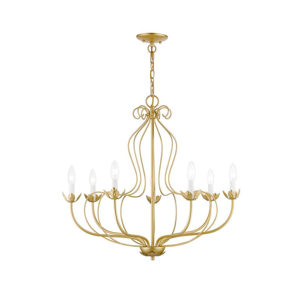 Kempton Chandelier - Modern Floral Iron Pendant | Black & Antique Brass Multi-Head Lighting