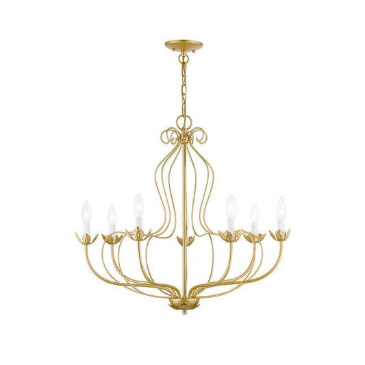 Kempton Chandelier - Modern Floral Iron Pendant | Black & Antique Brass Multi-Head Lighting