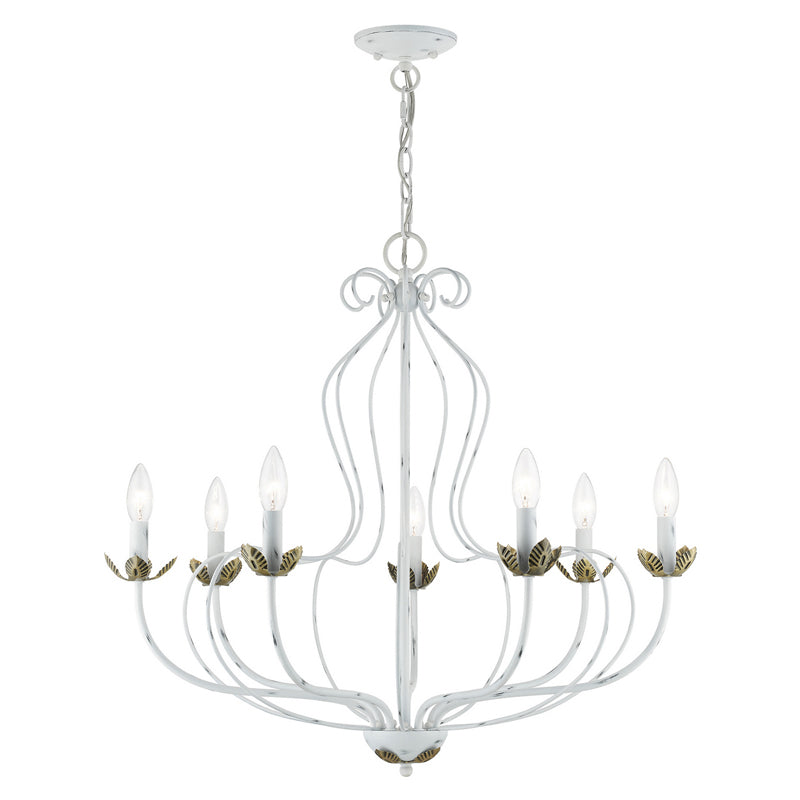 Kempton Chandelier - Modern Floral Iron Pendant | Black & Antique Brass Multi-Head Lighting