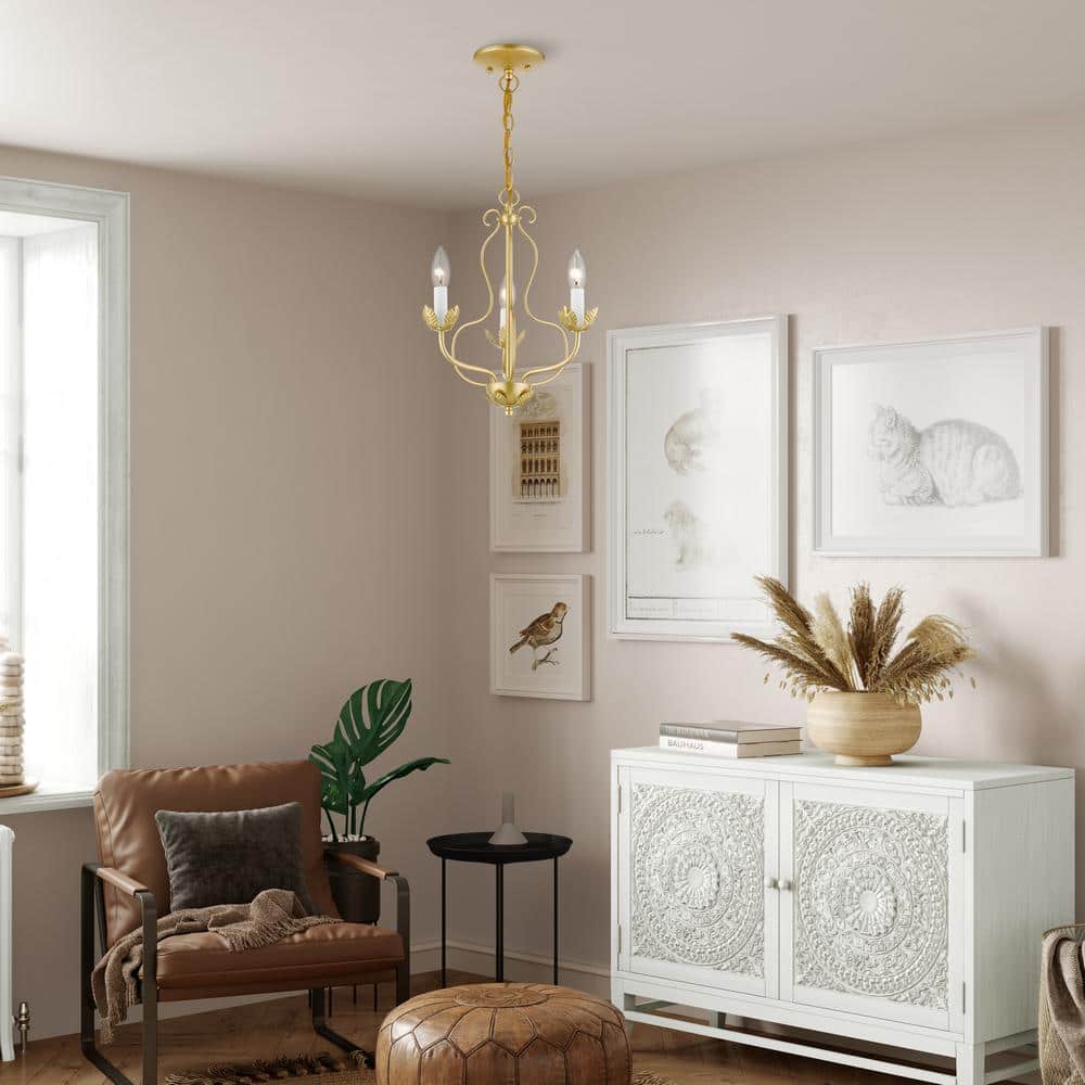 Kempton Chandelier - Modern Floral Iron Pendant | Black & Antique Brass Multi-Head Lighting