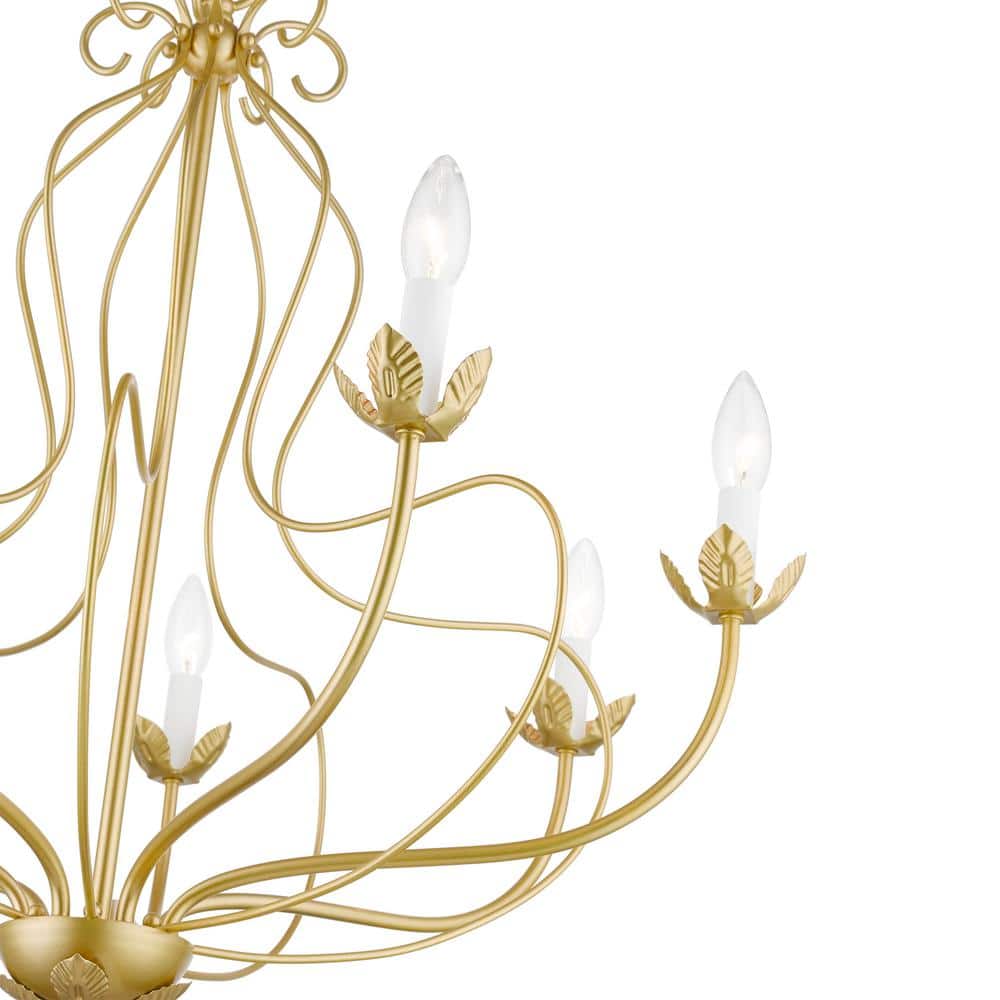 Kempton Chandelier - Modern Floral Iron Pendant | Black & Antique Brass Multi-Head Lighting