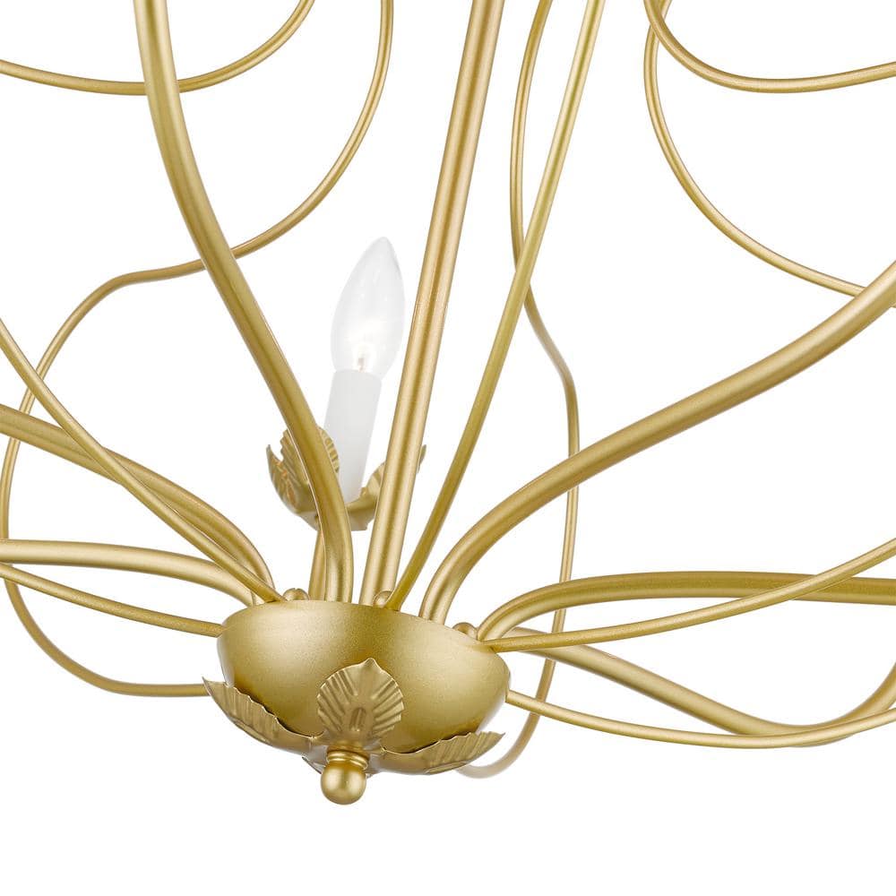 Kempton Chandelier - Modern Floral Iron Pendant | Black & Antique Brass Multi-Head Lighting