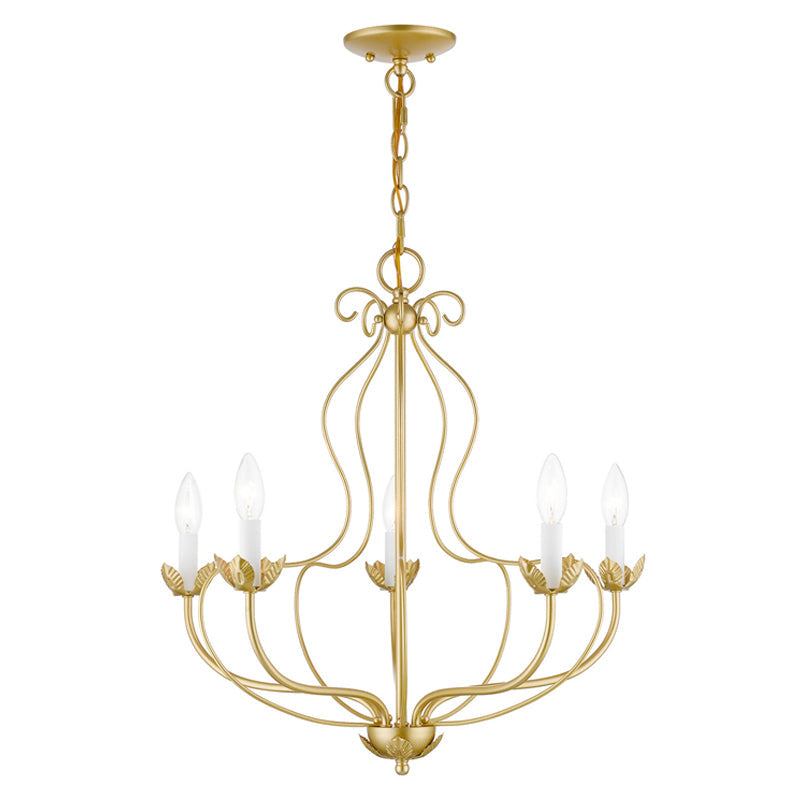Kempton Chandelier - Modern Floral Iron Pendant | Black & Antique Brass Multi-Head Lighting