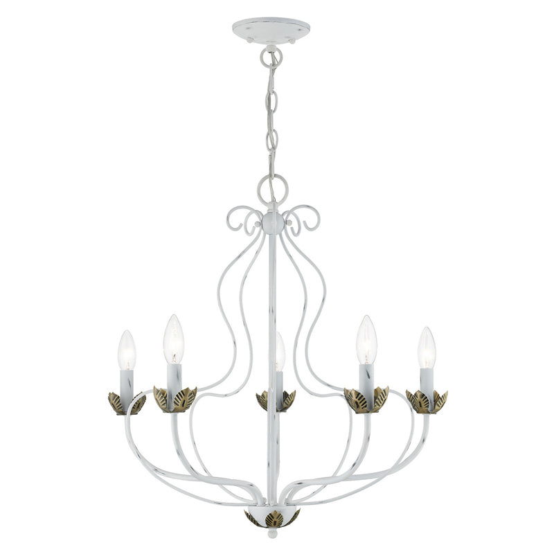 Kempton Chandelier - Modern Floral Iron Pendant | Black & Antique Brass Multi-Head Lighting
