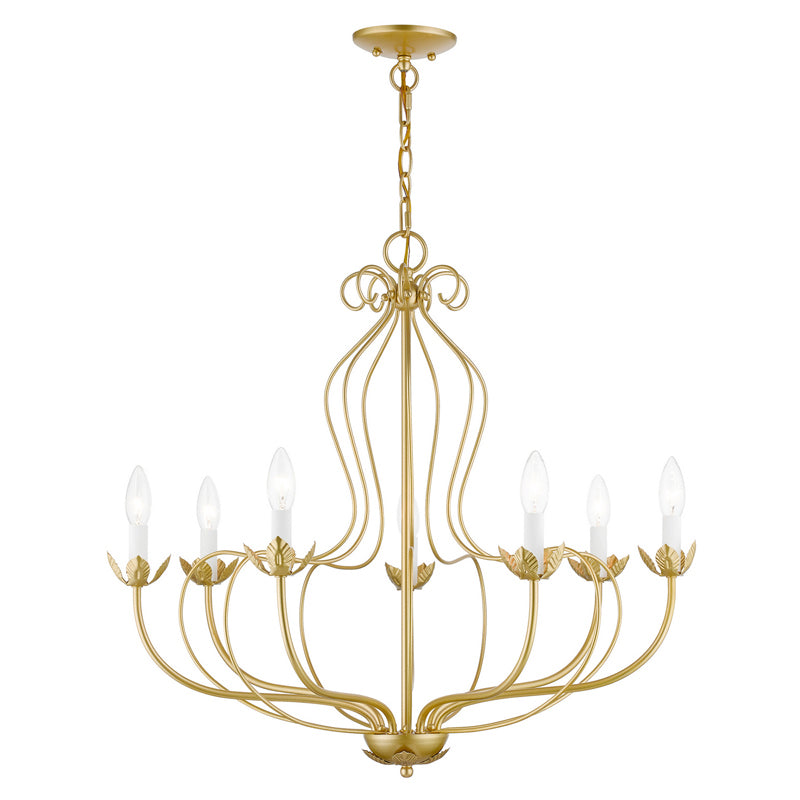 Kempton Chandelier - Modern Floral Iron Pendant | Black & Antique Brass Multi-Head Lighting
