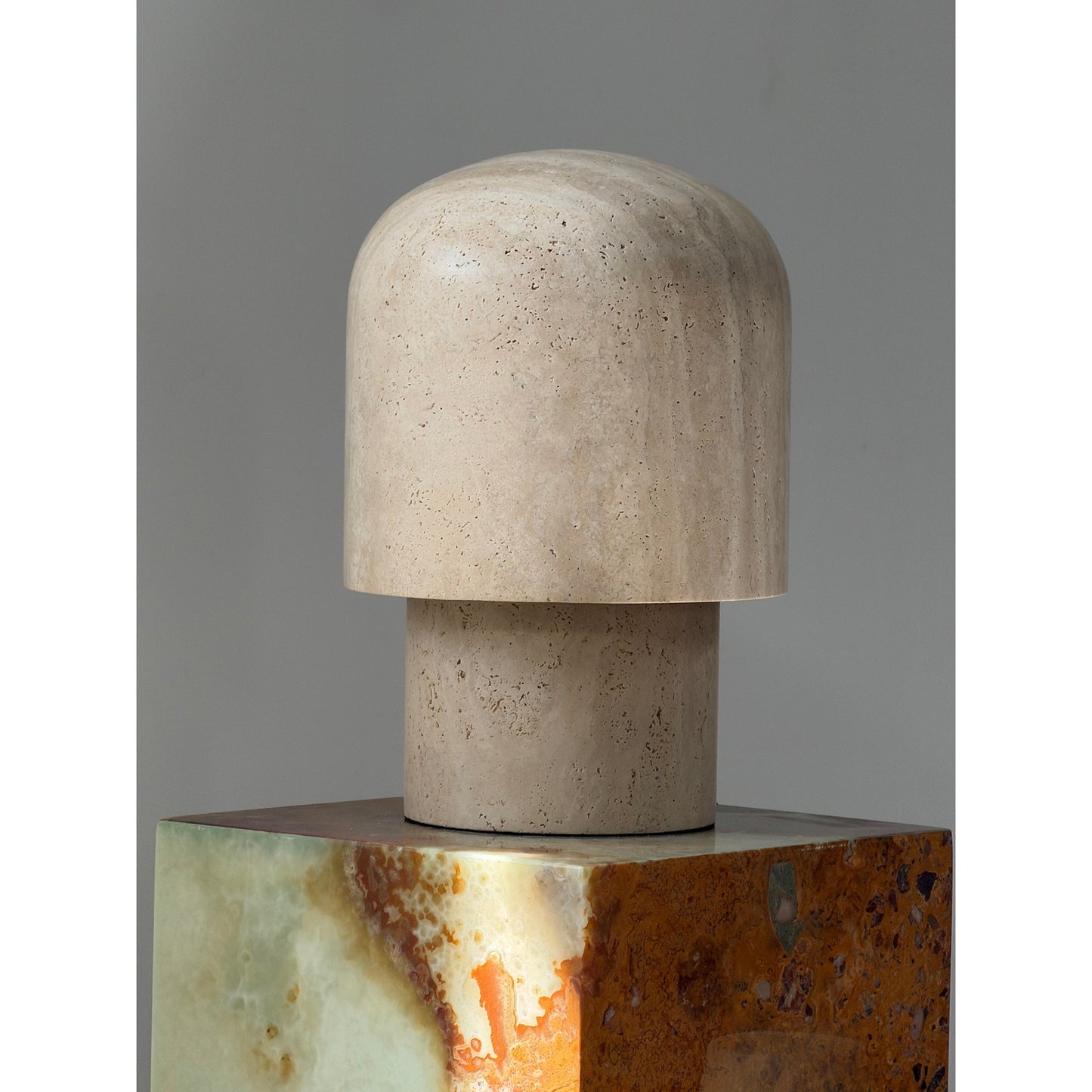 Kennett Travertine Table Lamp - Sculptural Natural Stone LED Desk Light | Modern Organic