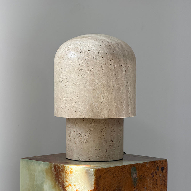 Kennett Travertine Table Lamp - Sculptural Natural Stone LED Desk Light | Modern Organic