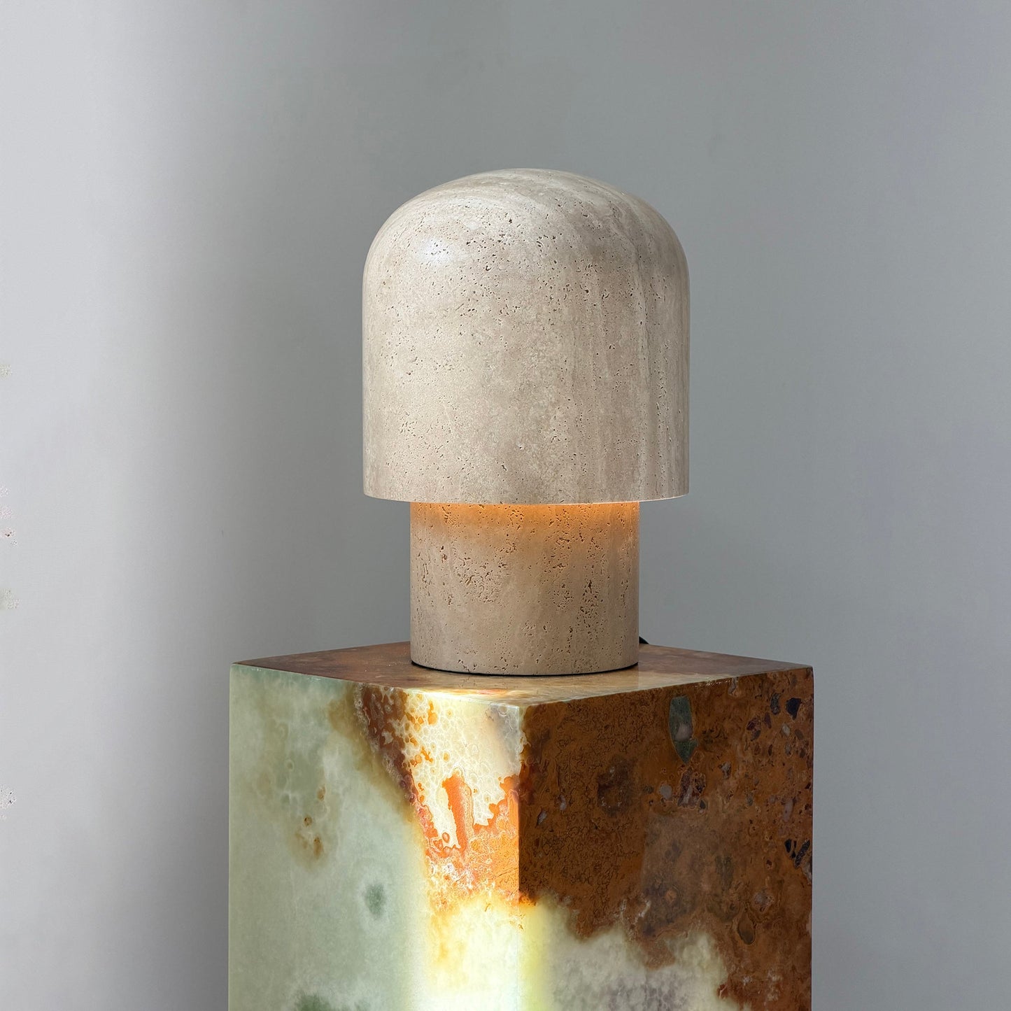 Kennett Travertine Table Lamp - Sculptural Natural Stone LED Desk Light | Modern Organic