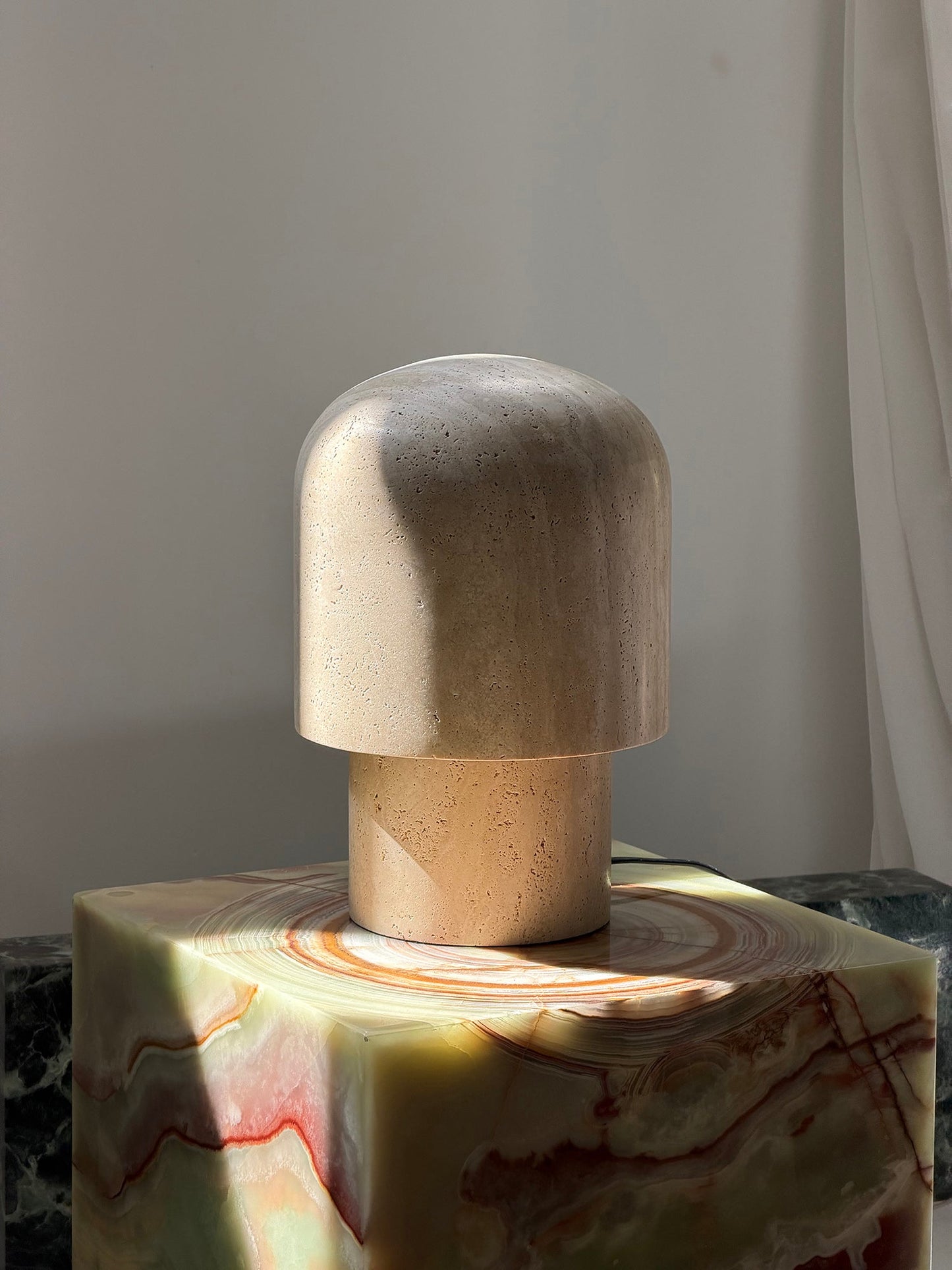 Kennett Travertine Table Lamp - Sculptural Natural Stone LED Desk Light | Modern Organic