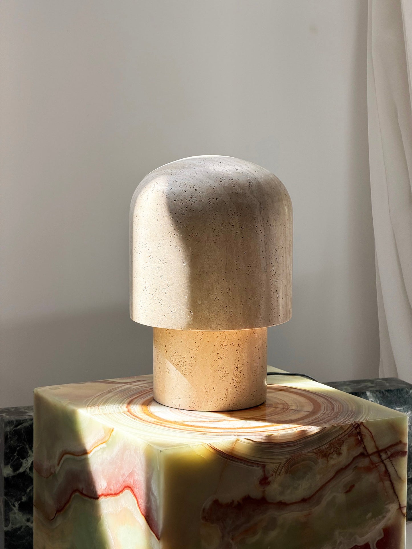 Kennett Travertine Table Lamp - Sculptural Natural Stone LED Desk Light | Modern Organic