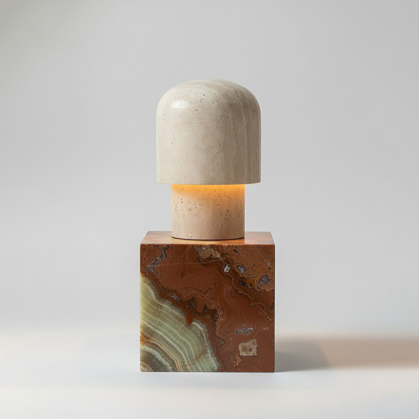 Kennett Travertine Table Lamp - Sculptural Natural Stone LED Desk Light | Modern Organic