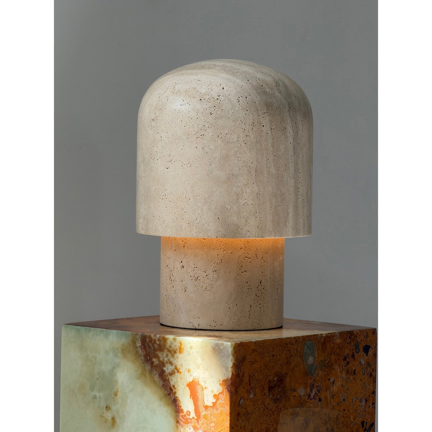 Kennett Travertine Table Lamp - Sculptural Natural Stone LED Desk Light | Modern Organic