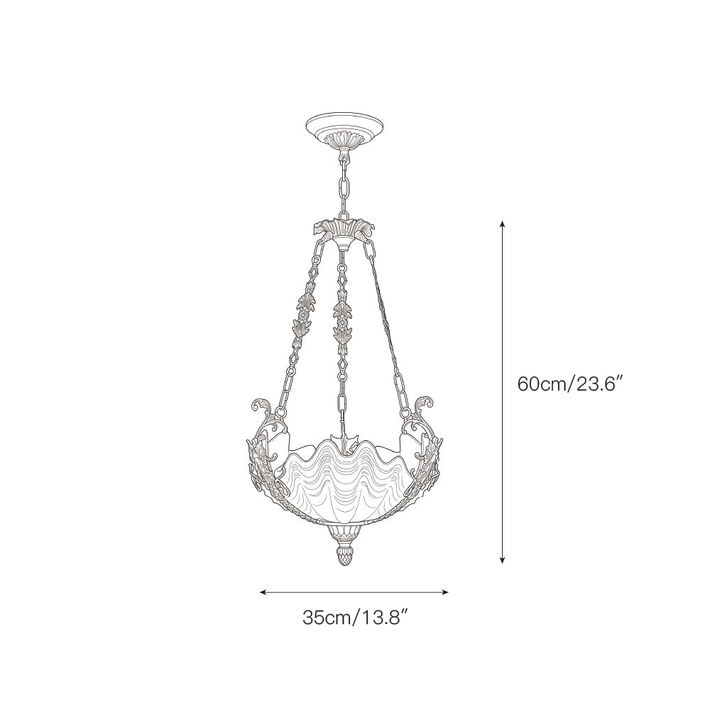Kensington Palace Grand Chandelier - Victorian Brass & Frosted Rose Glass Pendant