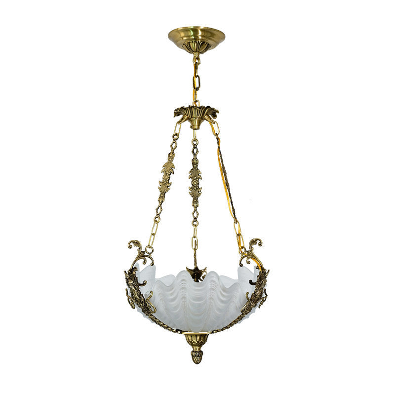 Kensington Palace Grand Chandelier - Victorian Brass & Frosted Rose Glass Pendant