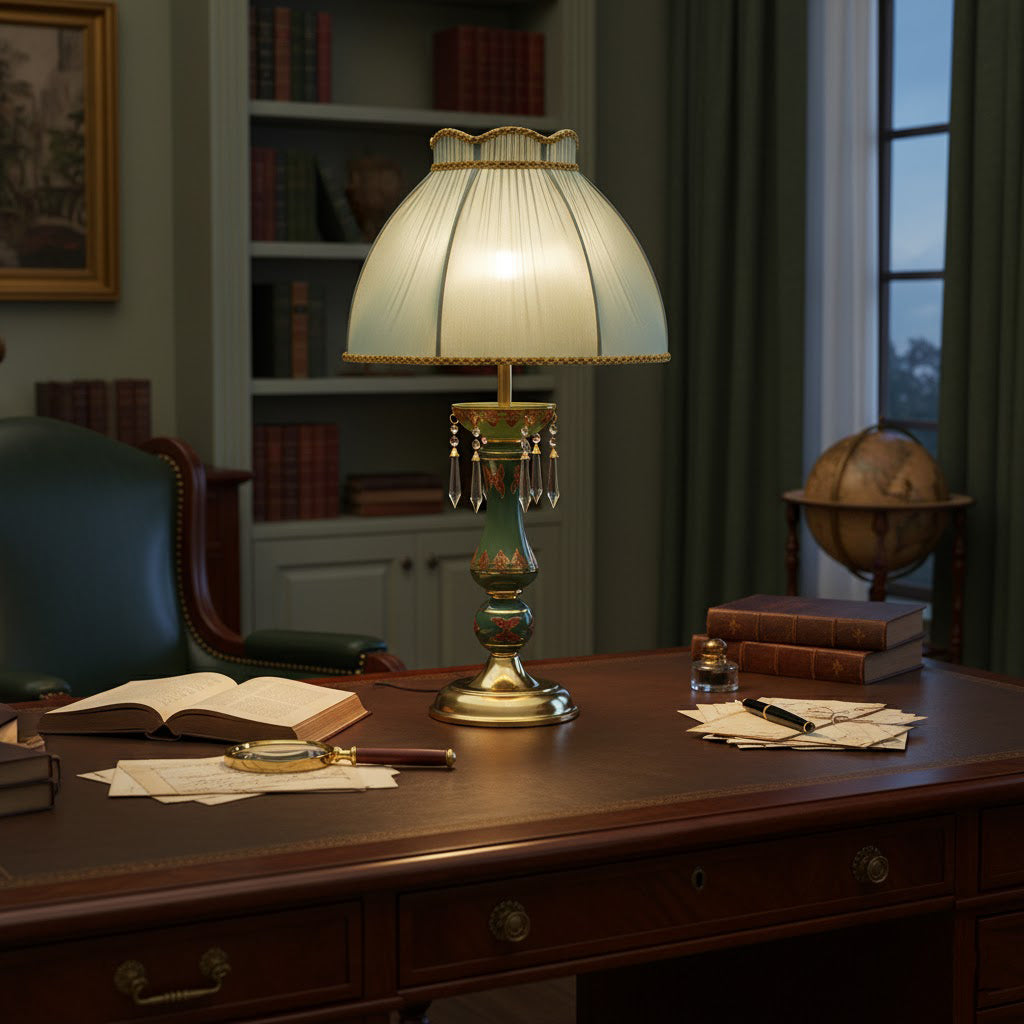 Kenton Ceramics Table Lamp - Brass & Green Ceramic Luxury Sconce