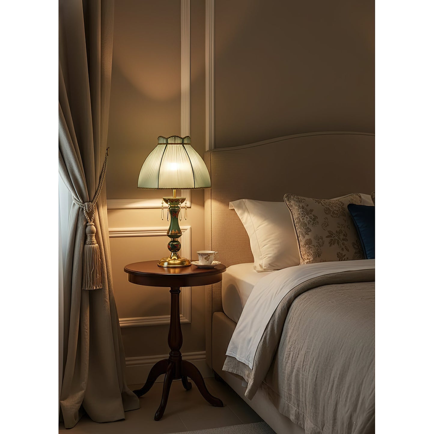 Kenton Ceramics Table Lamp - Brass & Green Ceramic Luxury Sconce