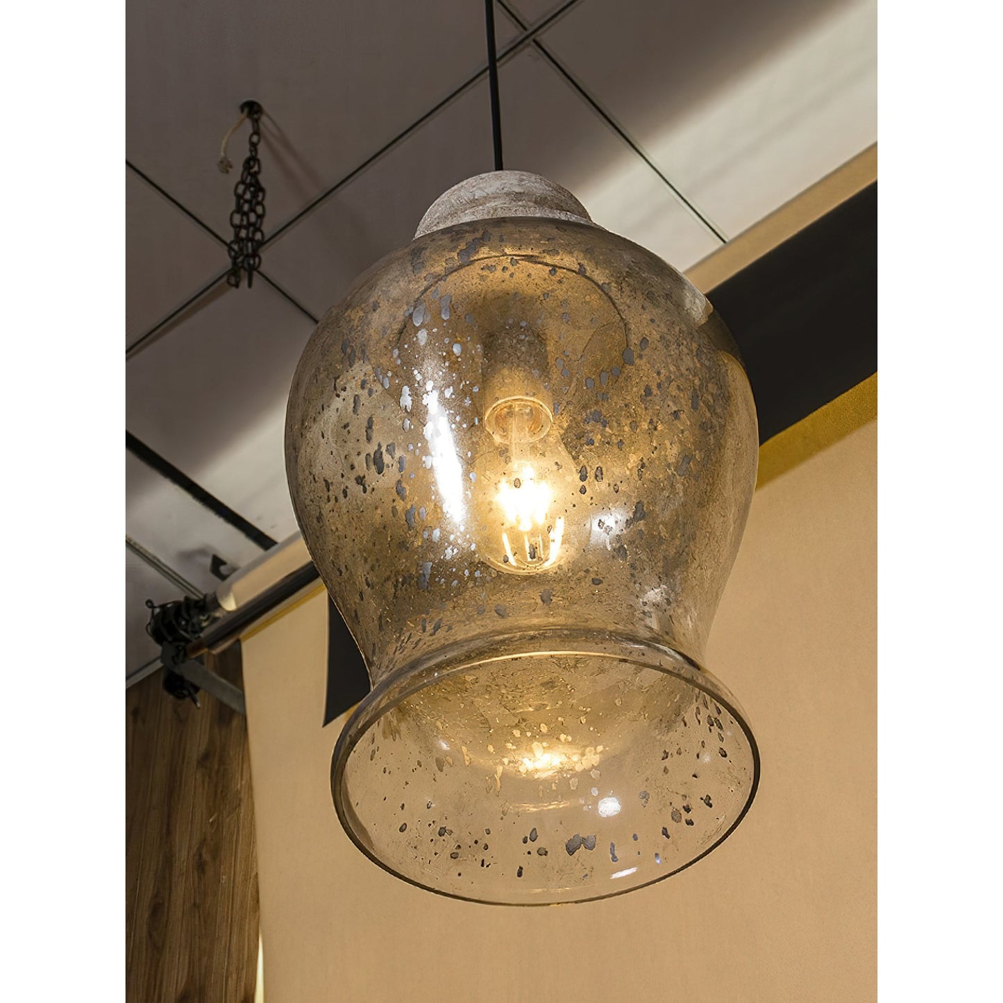 Kichler Everly Pendant Lamp - Flared Glass Mini Pendant | Copper & Smoked Glass Industrial Lighting