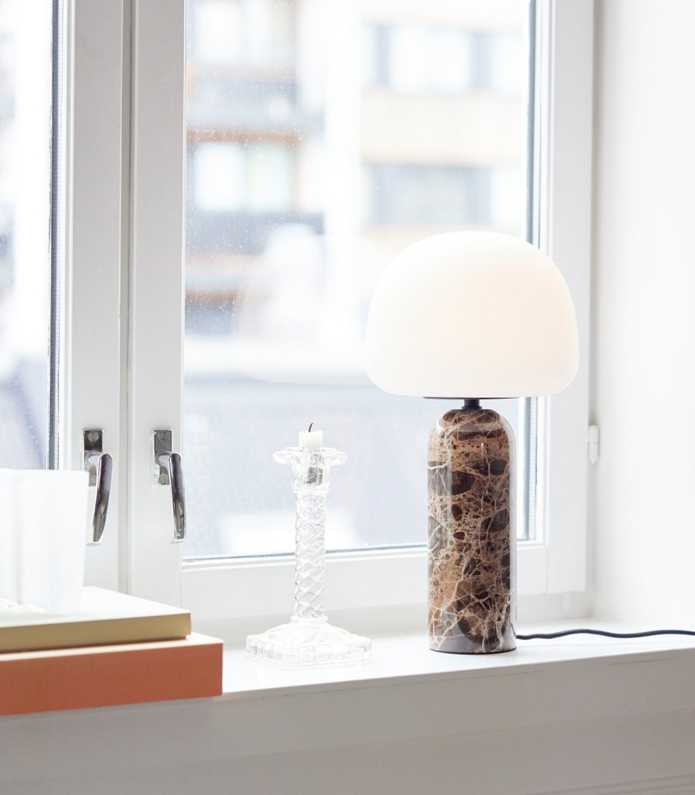 Kin Table Lamp - Polished Marble & Mouth-Blown Glass Bobble Lamp