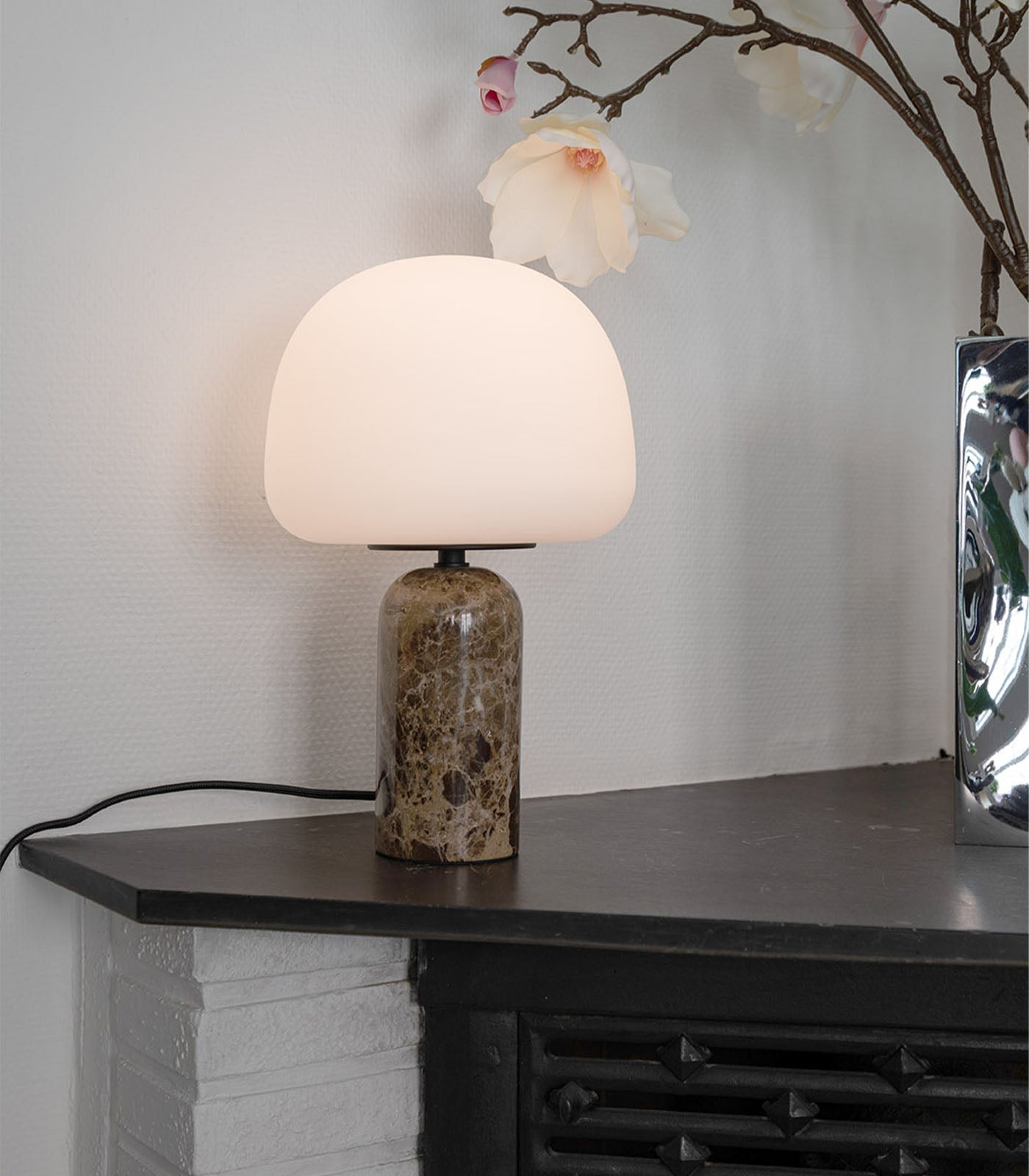 Kin Table Lamp - Polished Marble & Mouth-Blown Glass Bobble Lamp