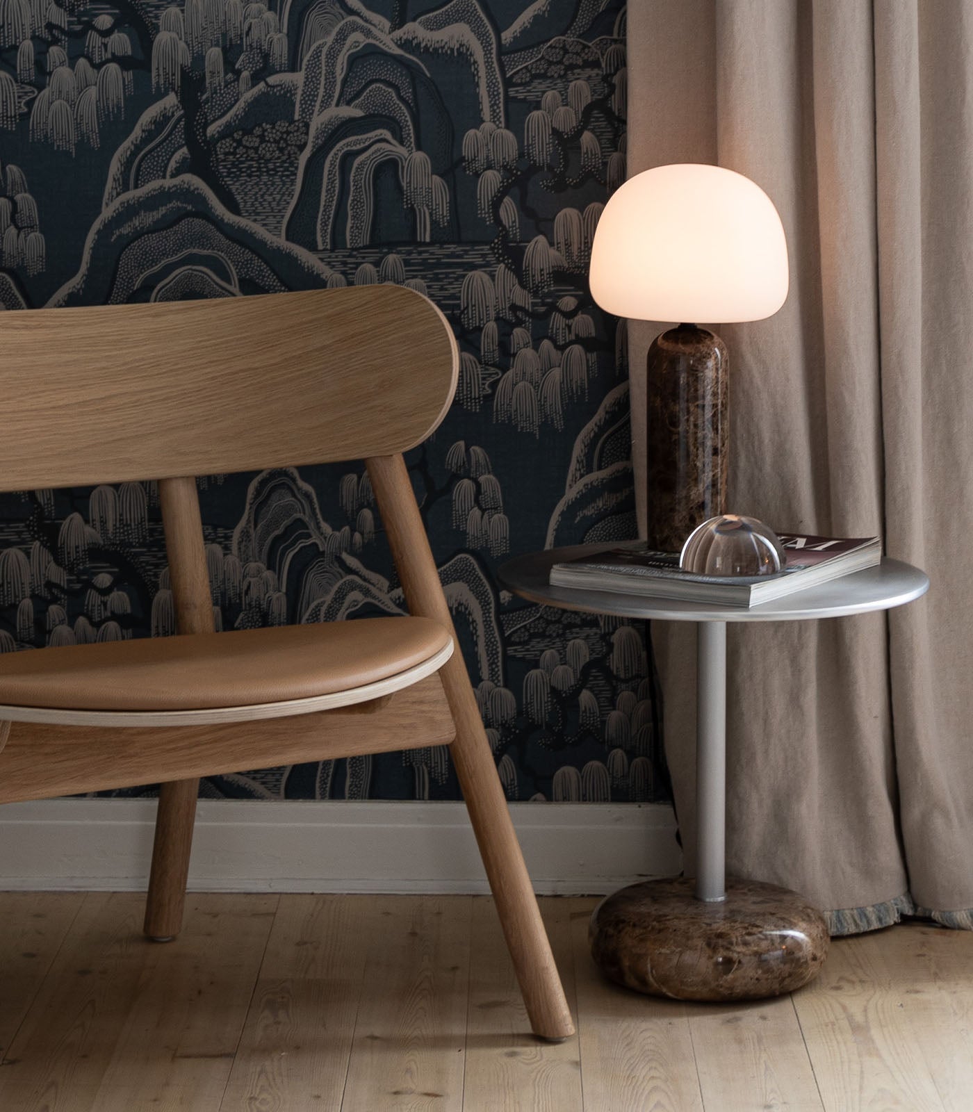 Kin Table Lamp - Polished Marble & Mouth-Blown Glass Bobble Lamp