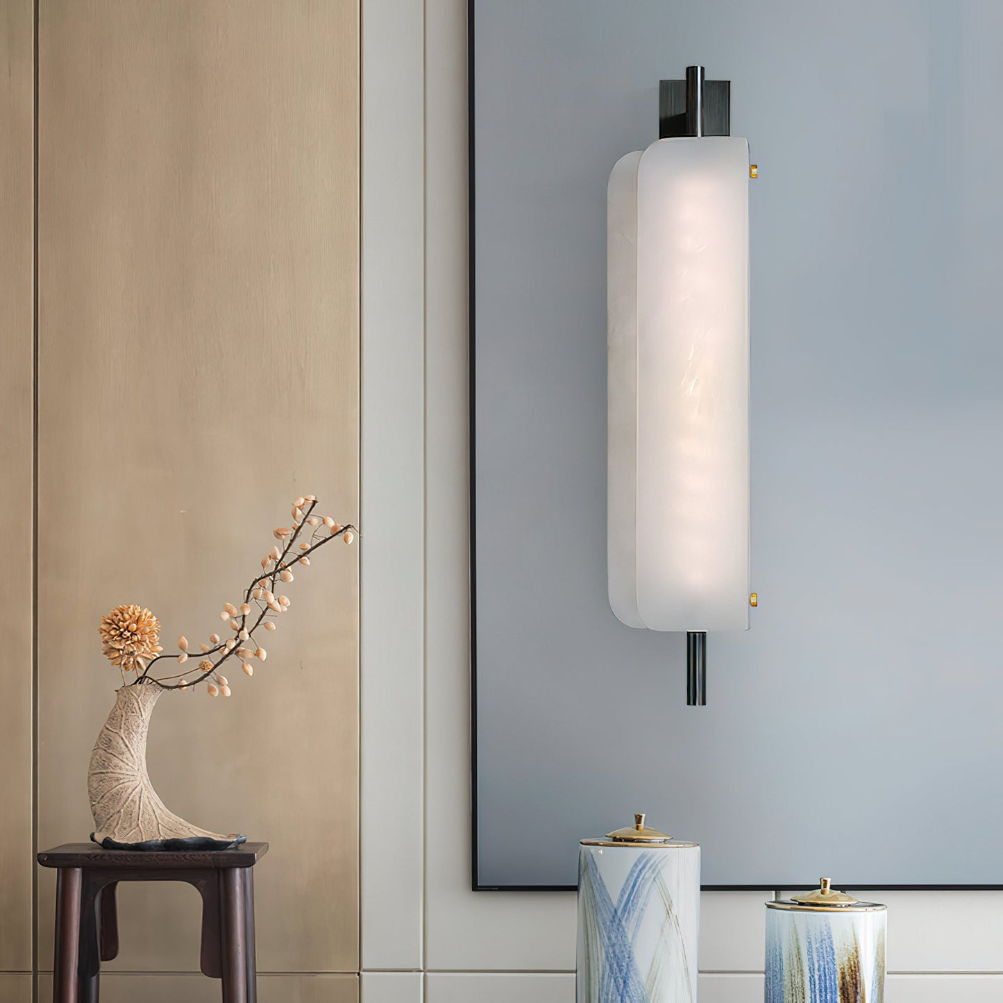 Kinkairo Alabaster Wall Lamp - Fluted Spanish Alabaster & Brass Sconce